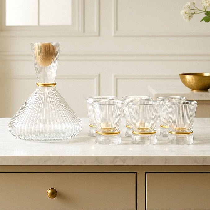Marco Striped Glass – Set of 6 Glasses and Carafe