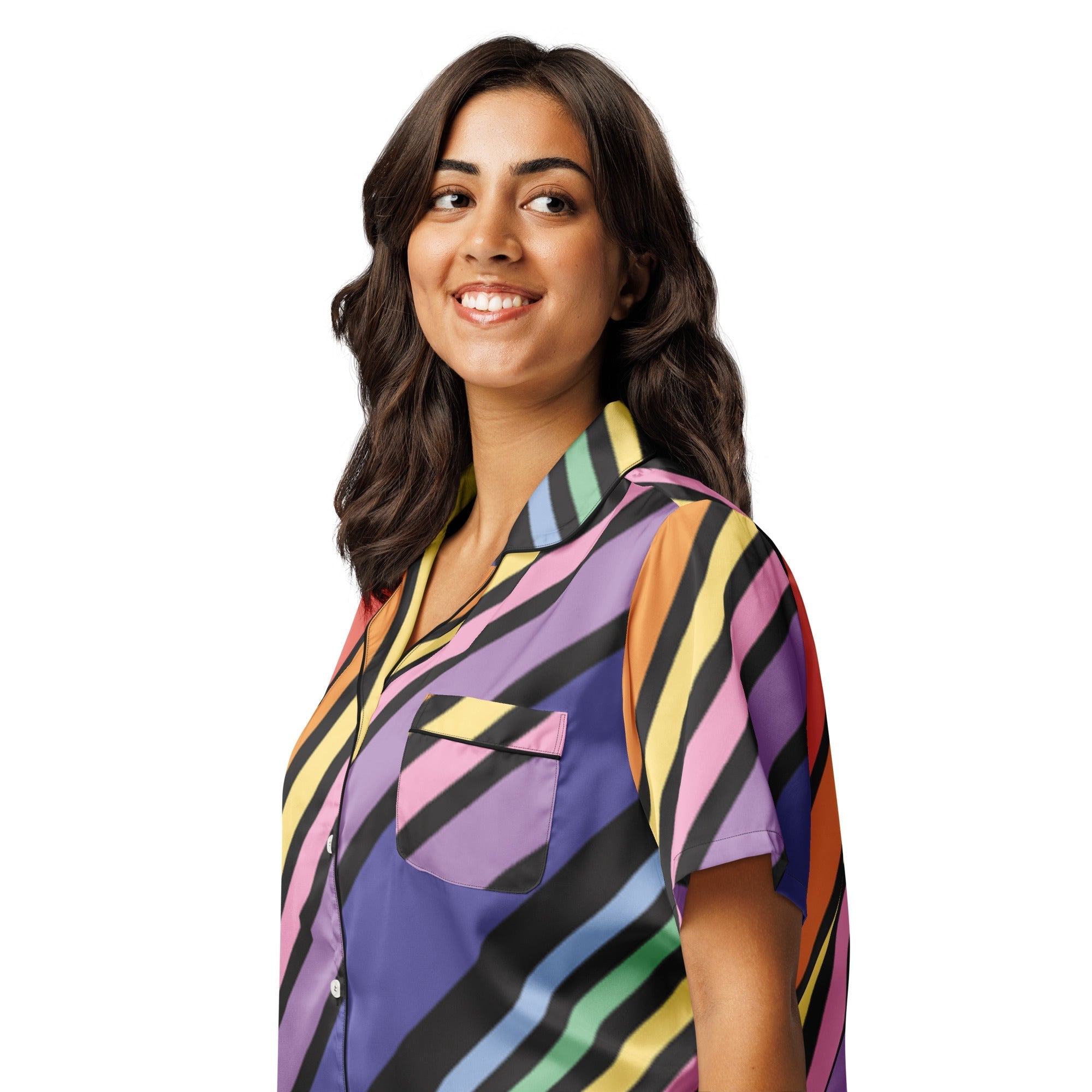 All-over print women’s short sleeve pajama top
