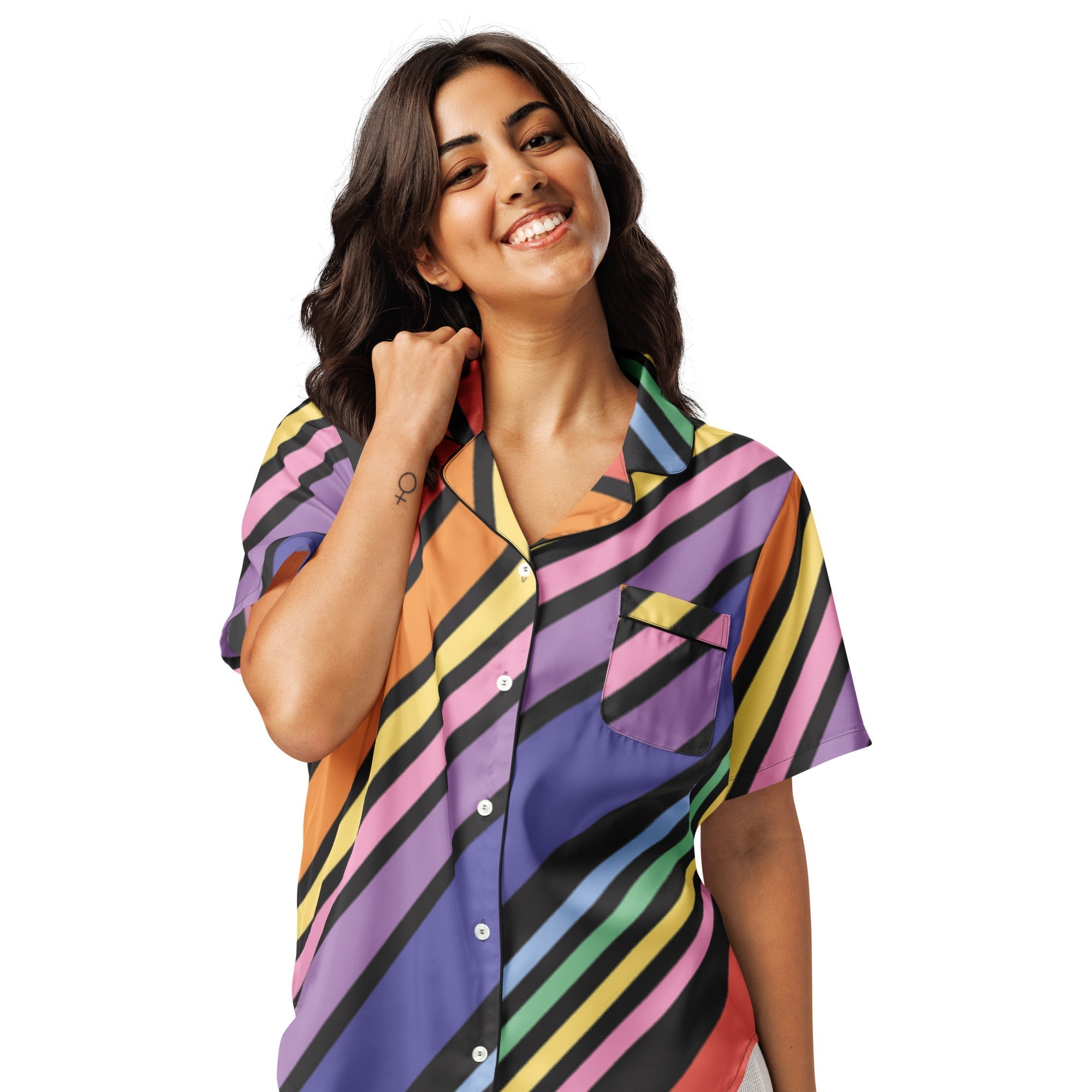 All-over print women’s short sleeve pajama top