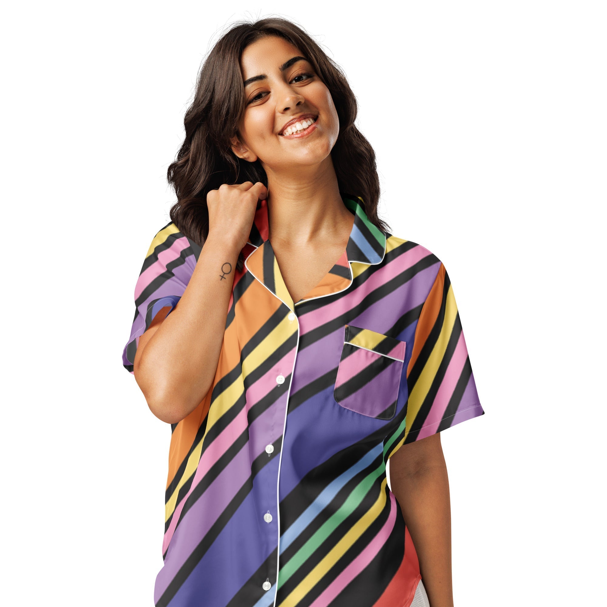 All-over print women’s short sleeve pajama top