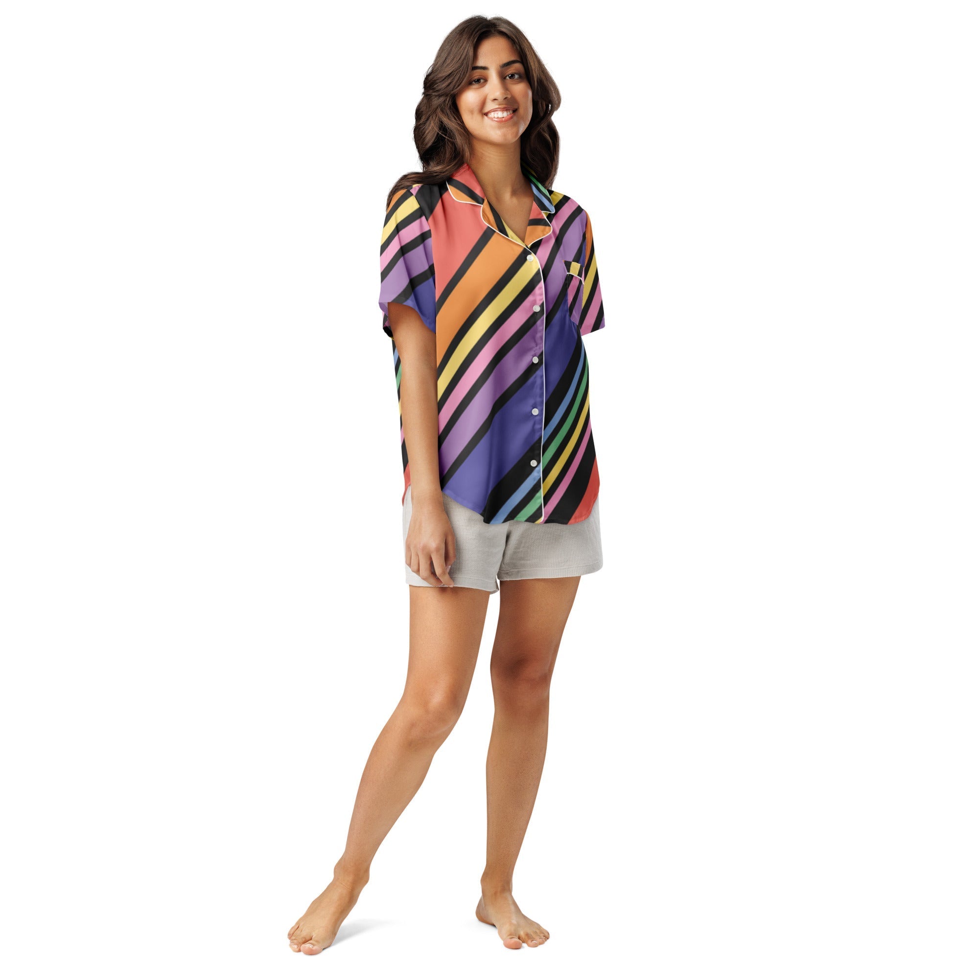 All-over print women’s short sleeve pajama top