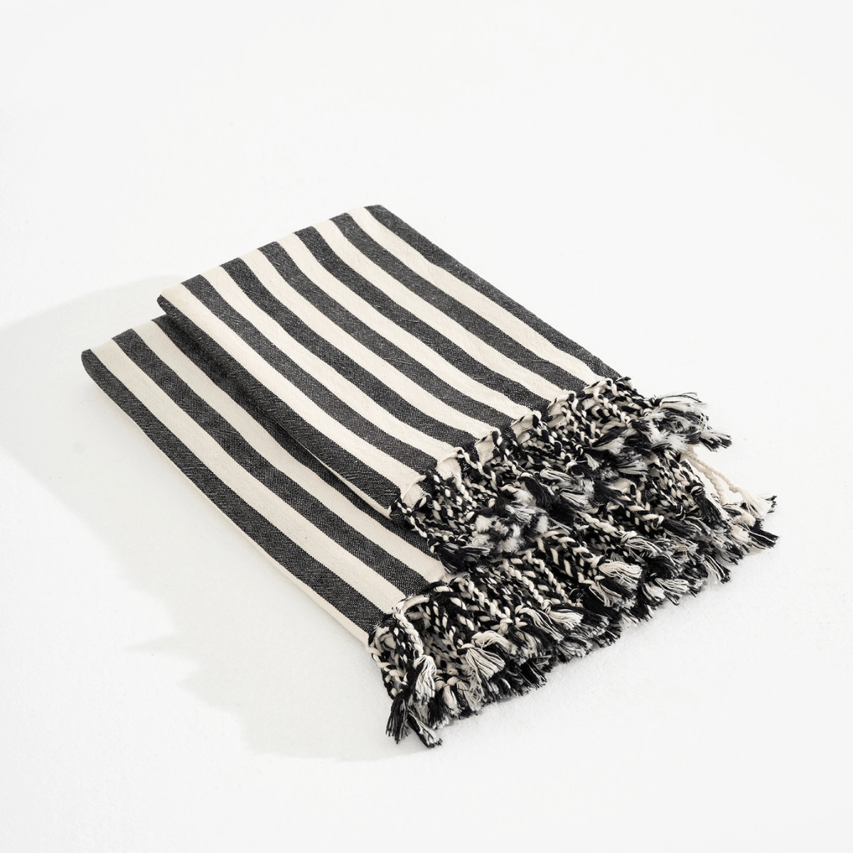 Black Striped Beach Towel