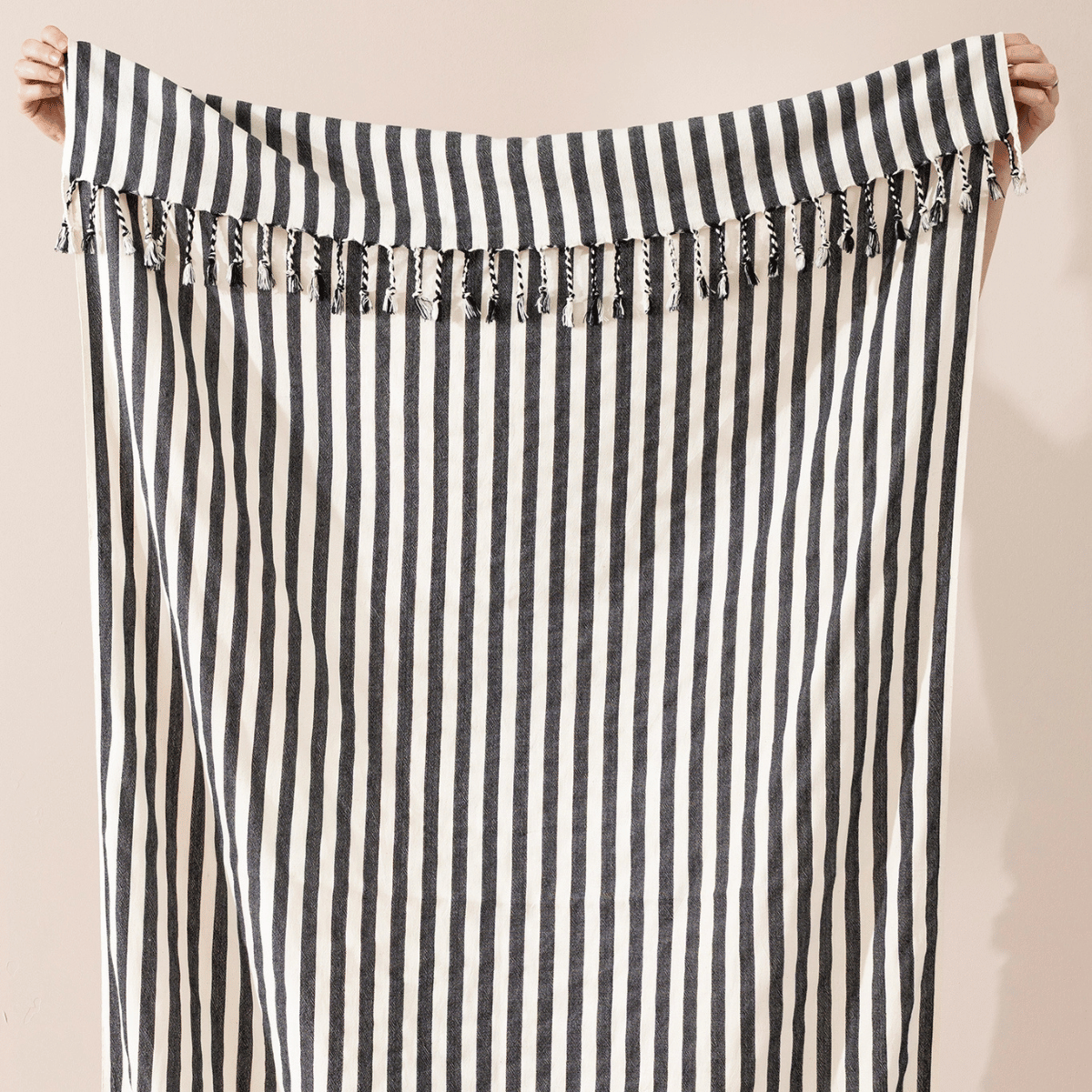 Black Striped Beach Towel