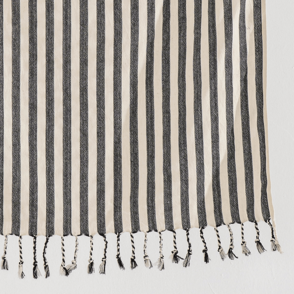 Black Striped Beach Towel