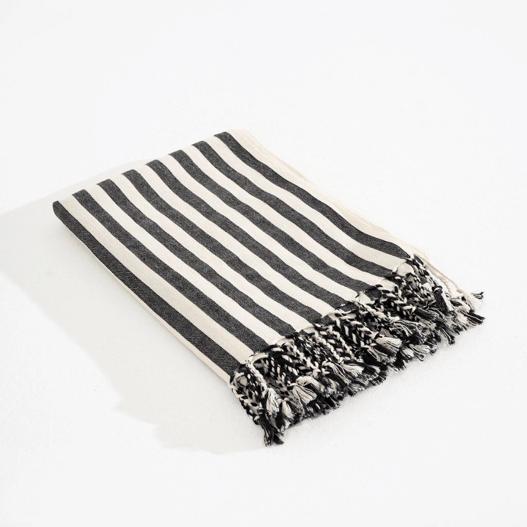 Black Striped Beach Towel