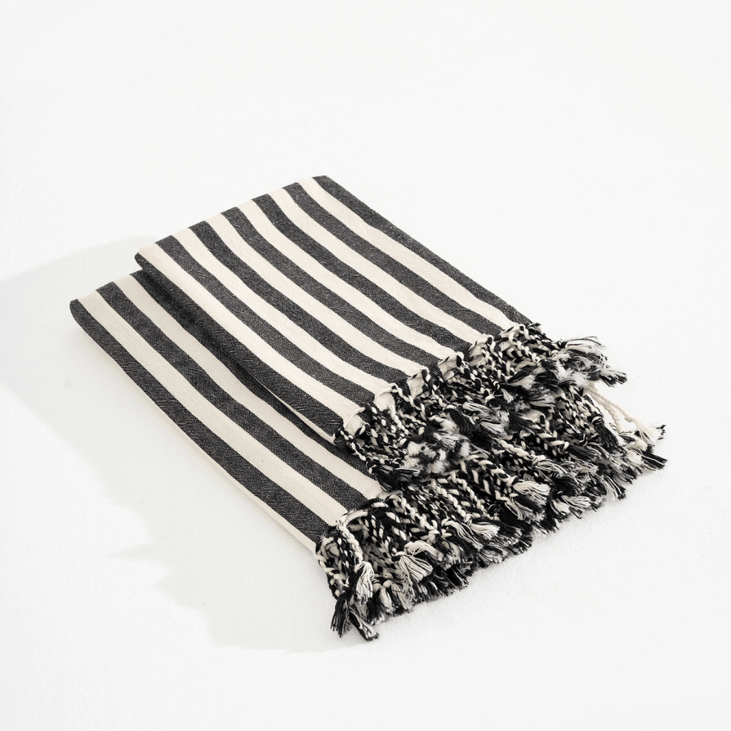 Black Striped Beach Towel