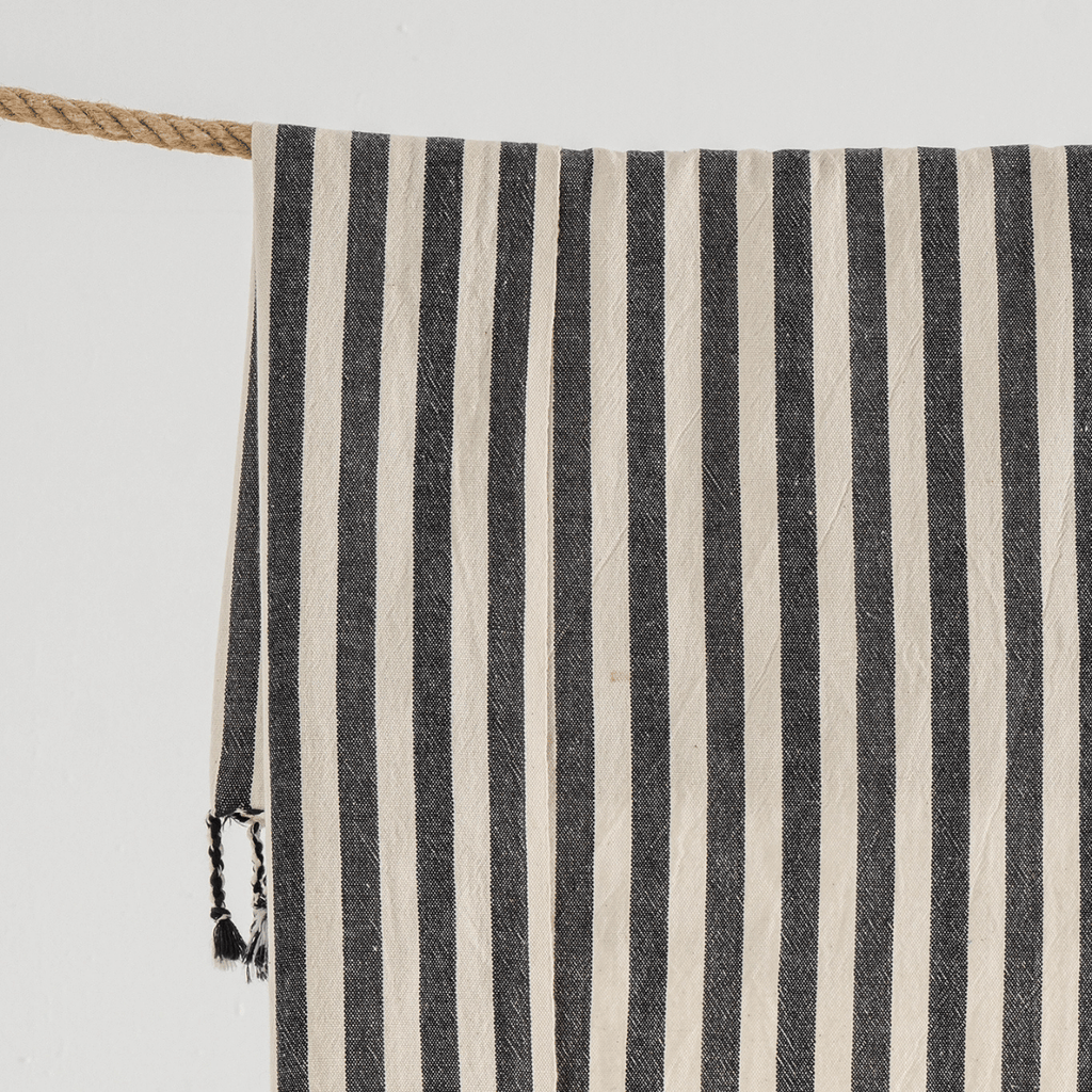 Black Striped Beach Towel